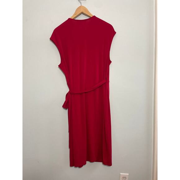 Lark & Ro women’s 1X red faux wrap dress midi v-neck - Picture 8 of 8